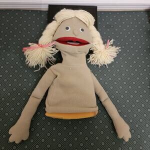 VTG Hand Made GIRL BLONDE Hand Puppet 70s 80s 16 in